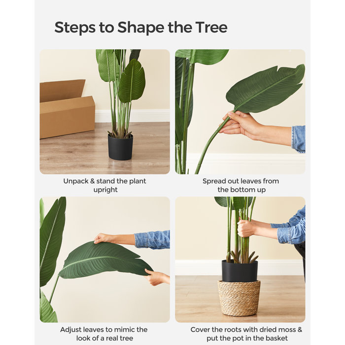 Sand & Stable 71" Faux Banana Leaf Tree with Planter Basket & Reviews